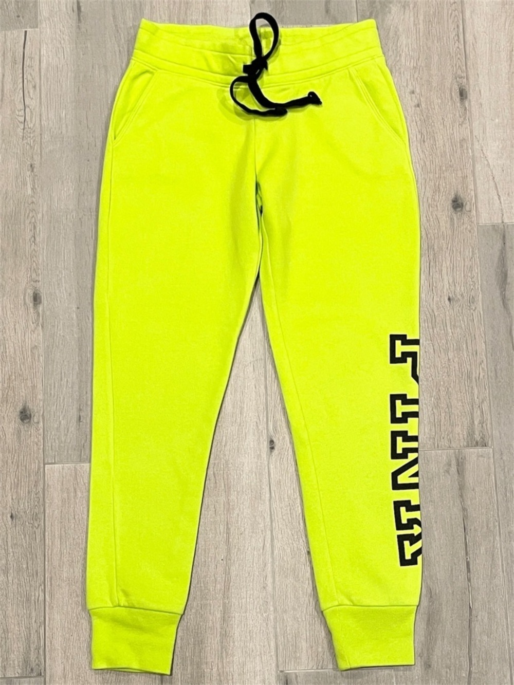 PINK Victoria’s Secret Neon Yellow Joggers Logo Sweatpants Size XS